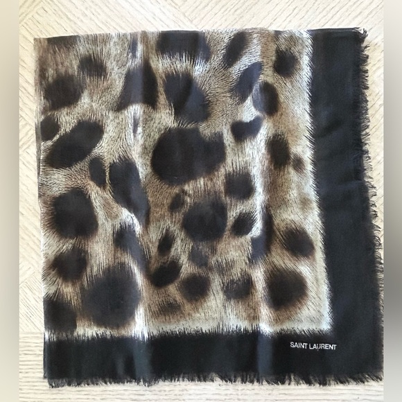 *NOT FOR SALE* Saint Laurent YSL Square Scarf - Leopard Print - Picture 3 of 5